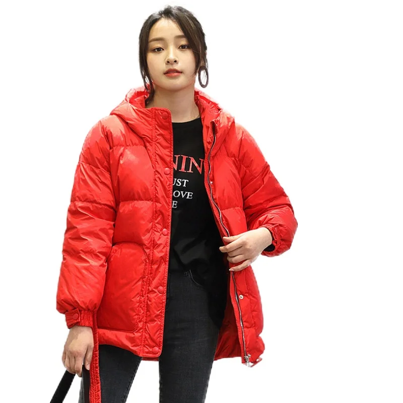 AYUNSUE осенне зимний пуховик женский с капюшоном Корейская светильник Кая белая