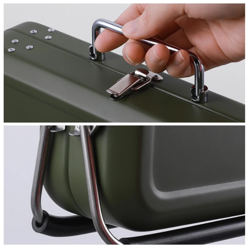 

1Pc Portable Charcoal BBQ Grill Foldable Stainless Steel Briefcase Barbecue Smoker Grill Compact Folding Barbecue Desk Table