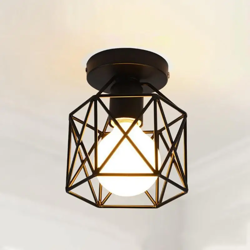 

Retro Industrial Wrought Iron E27 LED Ceiling Lamps Living Room Bedroom Study Balcony Porch Kitchen Restaurant Cafe Hotel Light