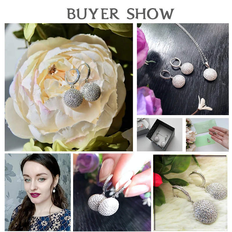 ORSA JEWELS 925 Стерлинговое серебро круглый шар свисающие серьги для женщин микро