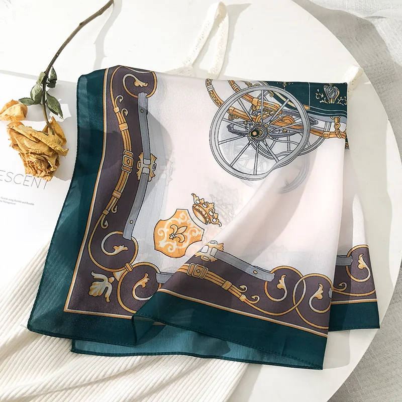 Шарф Шелковый женский квадратный шейный платок шали из фуляра Пашмина