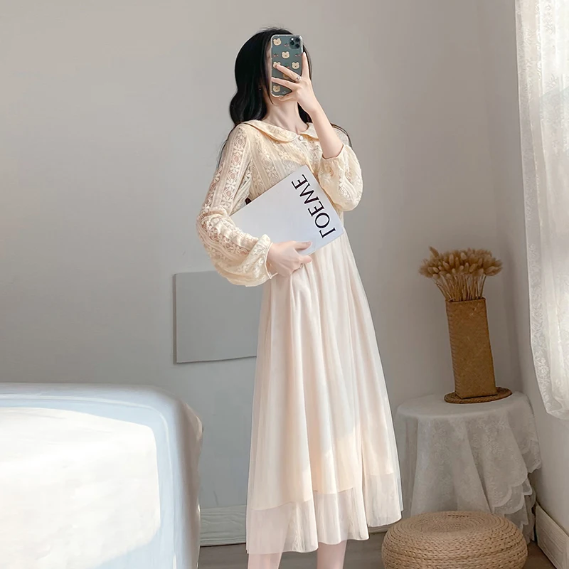 Женское винтажное платье-миди с высокой талией и отложным воротником | Женская