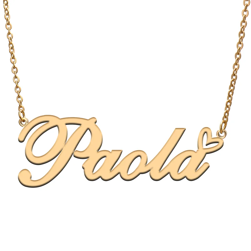 

Paola Name Tag Necklace Personalized Pendant Jewelry Gifts for Mom Daughter Girl Friend Birthday Christmas Party Present