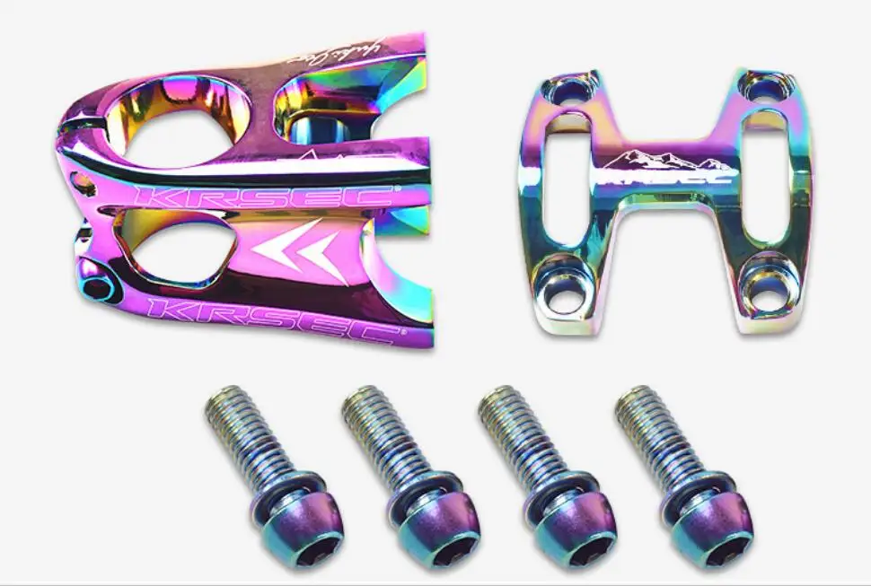 

HOT Colorful 31.8*50mm Bicycle Stem CNC Ultralight Hollow Short Mountain Road Bike Stem MTB XC AM Bike Handlebar Rainbow Stem
