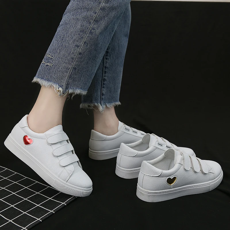Кроссовки женские из ПУ кожи дышащие милые повседневная обувь на плоской подошве