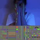 Красочные светящиеся водонепроницаемые Временные татуировки, летние музыкальные праздничные модные татуировки для девочек на руки и ноги, детские милые наклейки, оптовая продажа