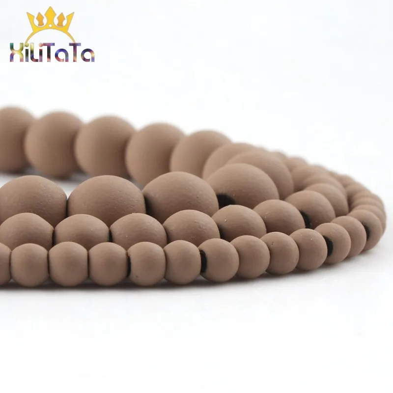 Бусины Из Натурального Гематита тусклые полированные коричневые резиновые