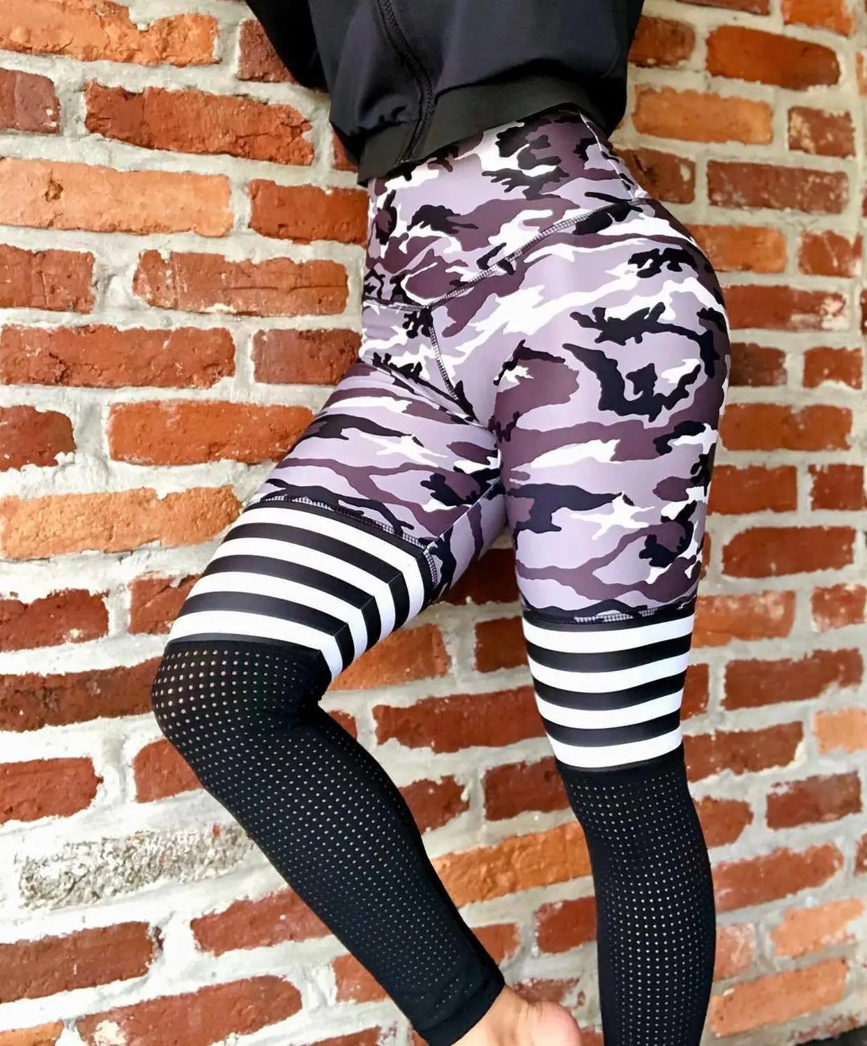 Для женщин готика лосины с леопардовым принтом длиной до колен в полоску из