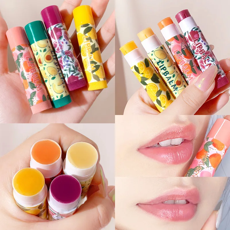 

1pcs Fruits Flavor Moisture Lip Balm Matte Long-Lasting Moisturizing Lipstick Anti Aging Dead Skin Make Up Lip Care TSLM1
