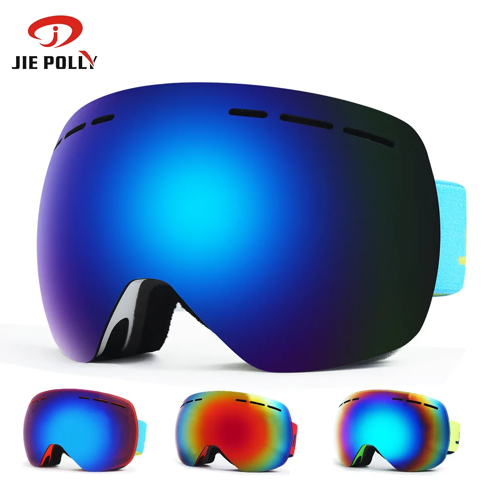 

New type rimless ski glasses double layer anti fog ski glasses large spherical surface card myopia anti wind and snow goggles