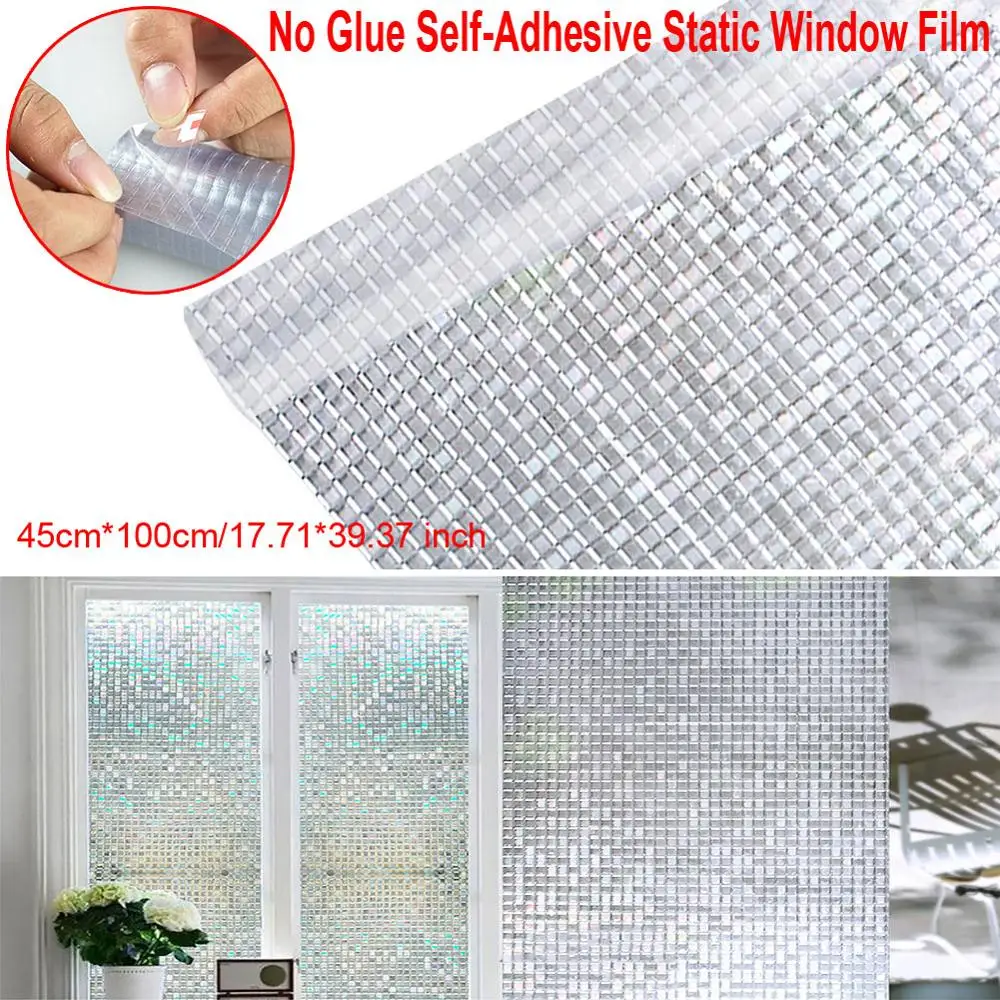 Window Film Sticker No Glue Self-Adhesive 1 pcs 3D Static Decorative Privacy Frosted Stained Glass Home Decor Mosaic Square | Дом и сад