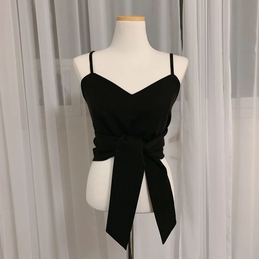 

2021 Korean Chic Temperament Slim Waist Wrapped Chest Camisole + V-Neck Irregular Flared Sleeve Dress Long Skirt Female Vestido