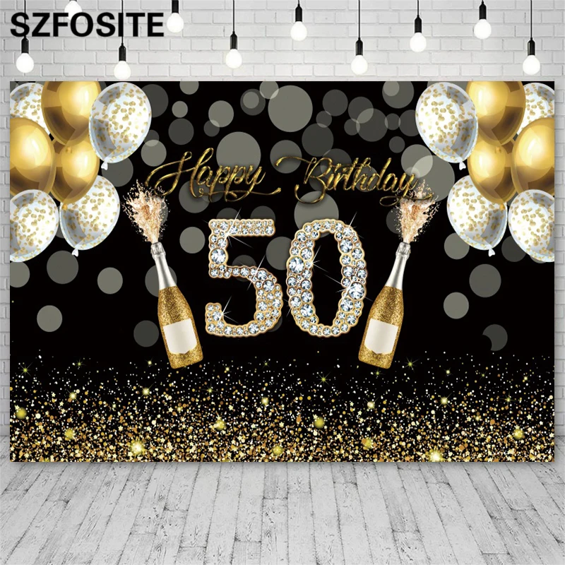 

Balloon Champagne Custom Diamond Digital Birthday Background Adult Party Room Decoration Photography Studio Photo Vinyl Backdrop