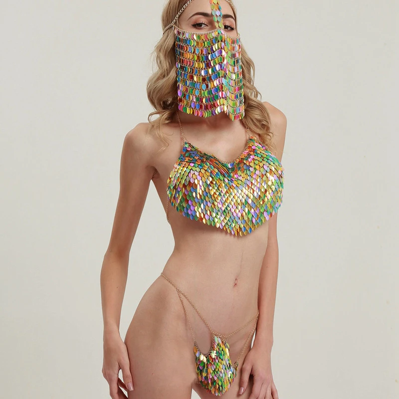 Ручная работа красочные блестящие комплекты из 3 предметов Холтер без рукавов