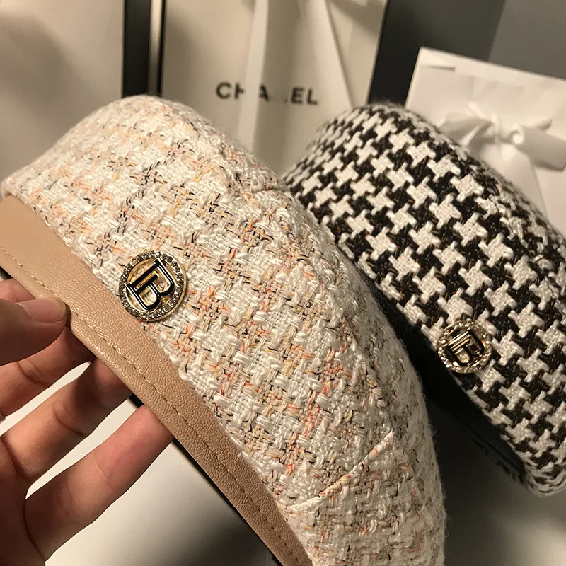 Женский клетчатый берет в стиле ретро модный восьмиугольный клетку Повседневная