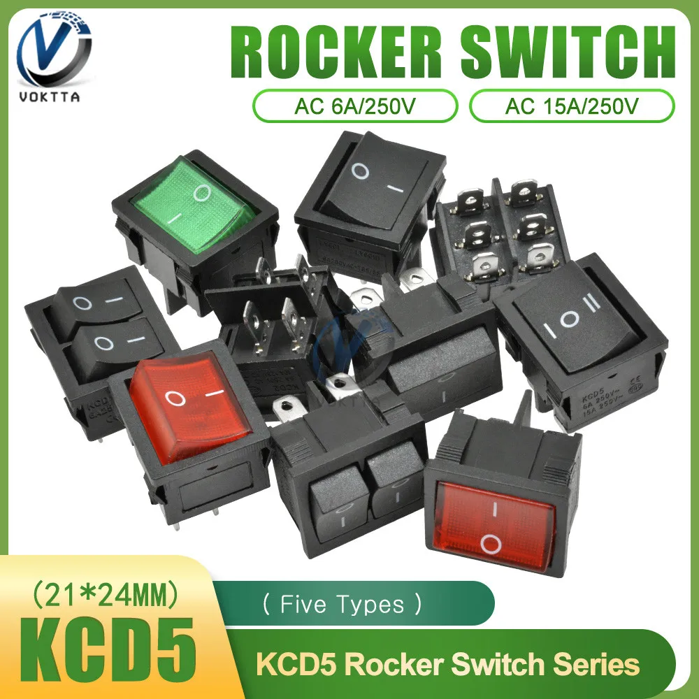 KCD5 кулисный переключатель 4/6Pin ВКЛ. ВЫКЛ./вкл. 2/3 положение 6А 250 в 21*24 мм лодка