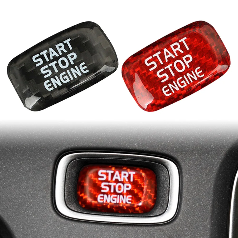 

Наклейка для кнопки запуска и остановки двигателя автомобиля, декоративная наклейка для Volvo V40 V60 S60L S60 XC60 S80L, красное/черное Настоящее углеродное волокно