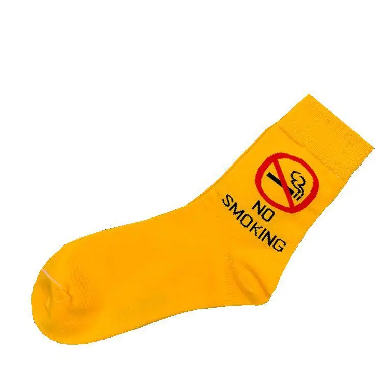 Размер для взрослых носки до середины икры простые из хлопка не курить символ