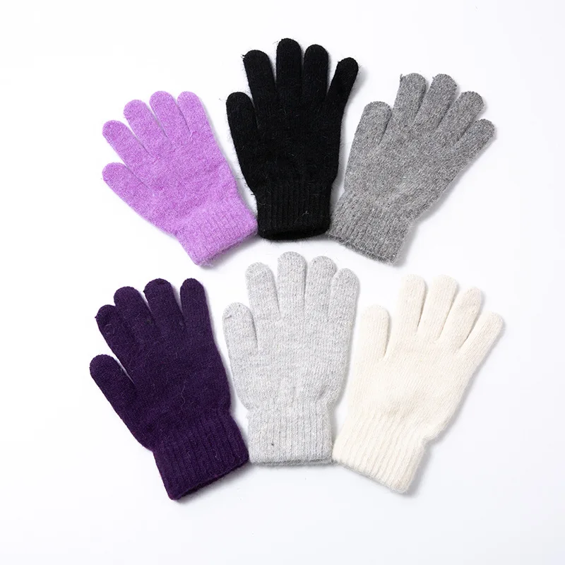 New Winter Women Soft Warm Knit Gloves Fashion Rabbit Hair Warmer Girls' Bright Color | Аксессуары для одежды