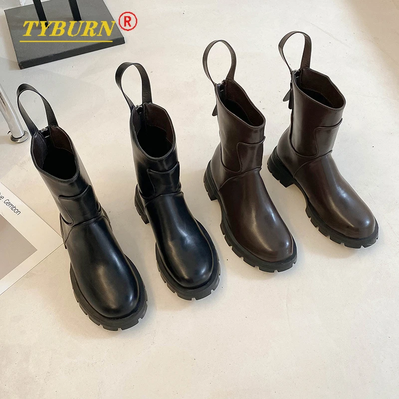 

Ladies Boots Ladies Shoe Covers Ankle Mid-tube Boots Thick-soled Non-slip PU Leather Soft Shoes Fashion Autumn/winter New Style