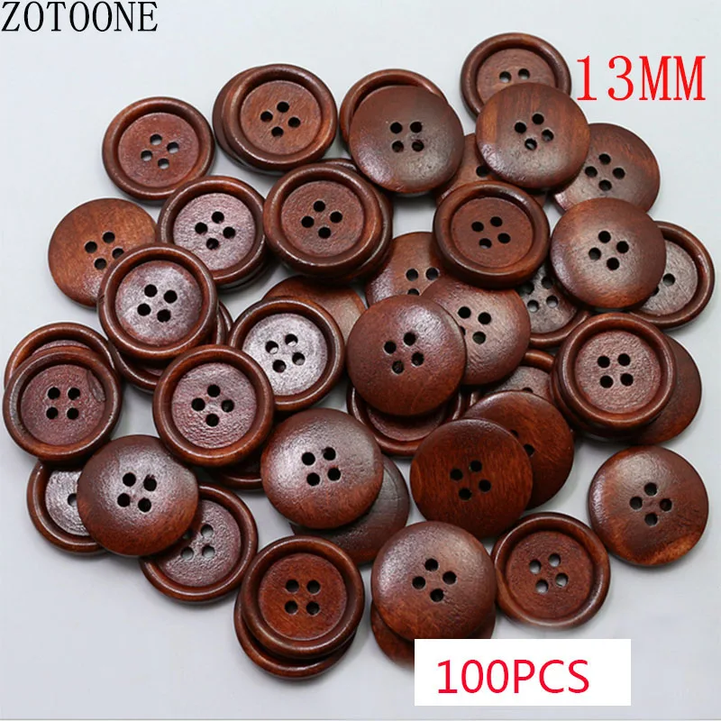 brown color 13mm ZOTOONE коричневый натуральный цвет деревянные пуговицы ручной работы Скрапбукинг для свадебного декора Кнопка 10 мм/15 мм/13 мм Z1 - Цвет: brown color 13mm