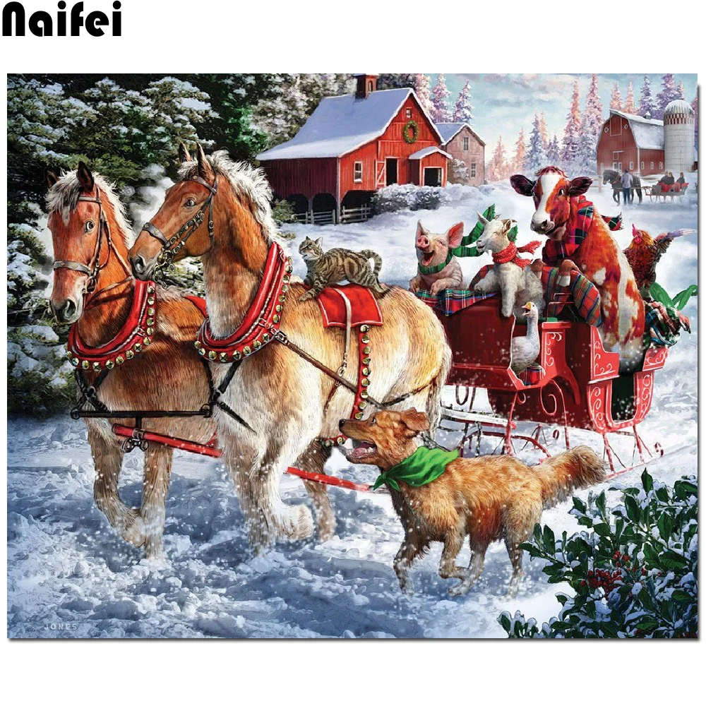 5D бриллиантовый рисунок Рождество животные пейзаж полный квадратный круглый