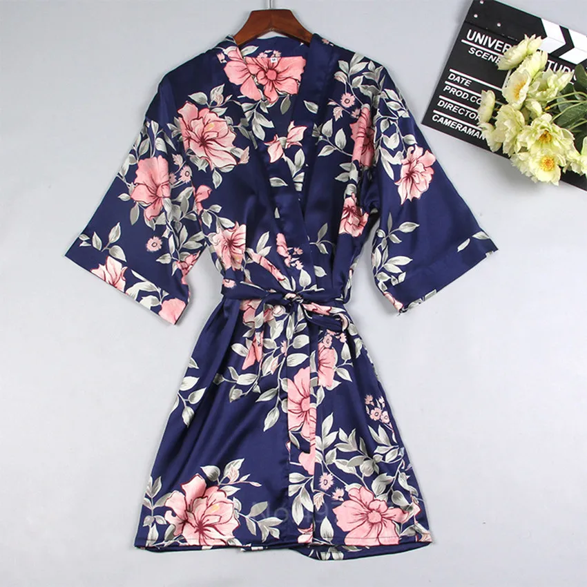 

Korean Fashion 2021 News Women Real Silk Sexy Nightgown Summer Ice Silk Within Temptation Printing Lace-up Kimono Bathrobe
