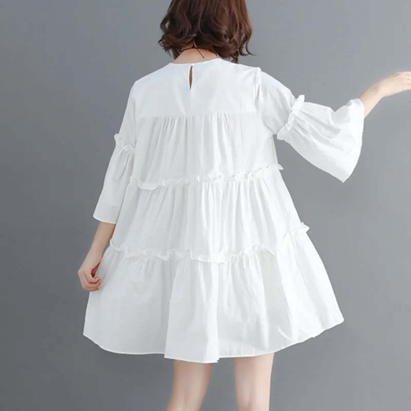 #0107 летнее платье с оборками в несколько рядов женские свободные ретро