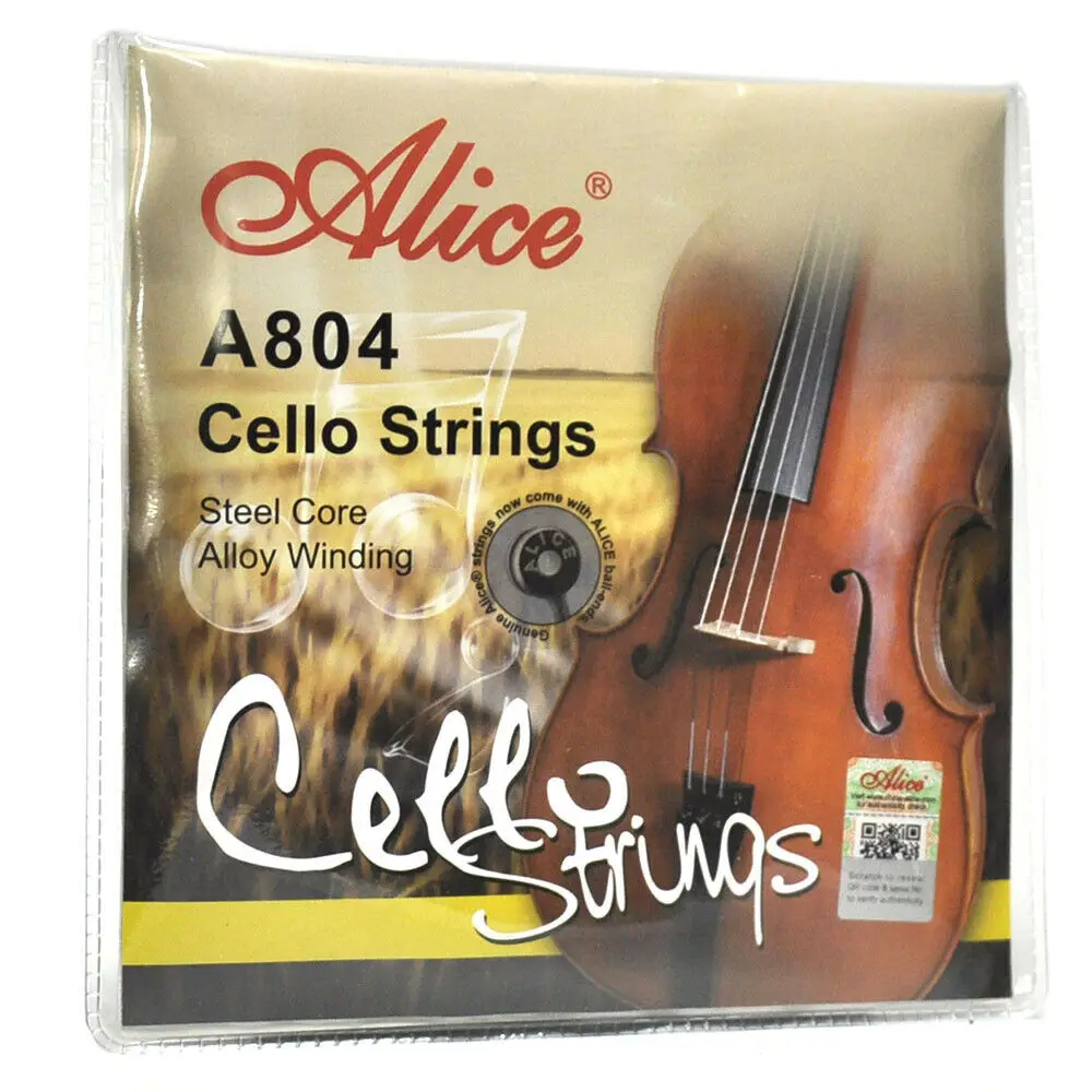 

Alice A804 Cello Strings 4-string Set A-1 D-2 G-3 C-4 Steel Core Alloy Winding