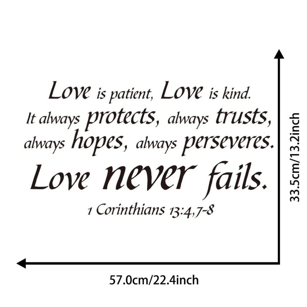 

Bible Letter Quotes Love is patient Love is kind Wall Sticker PVC Wall Art