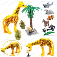 herbivorous giraffe animal set assembly building block moc animal world figures pet friend scenes model child christmas gift toy