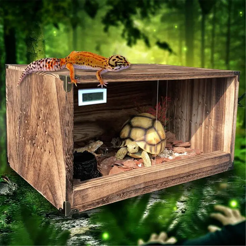 

Для разведения рептилий ящик клетка змея черепаха Кукуруза змея Gecko Ящерица дом для разведения двухсторонняя дверь деревянные ящики для до...