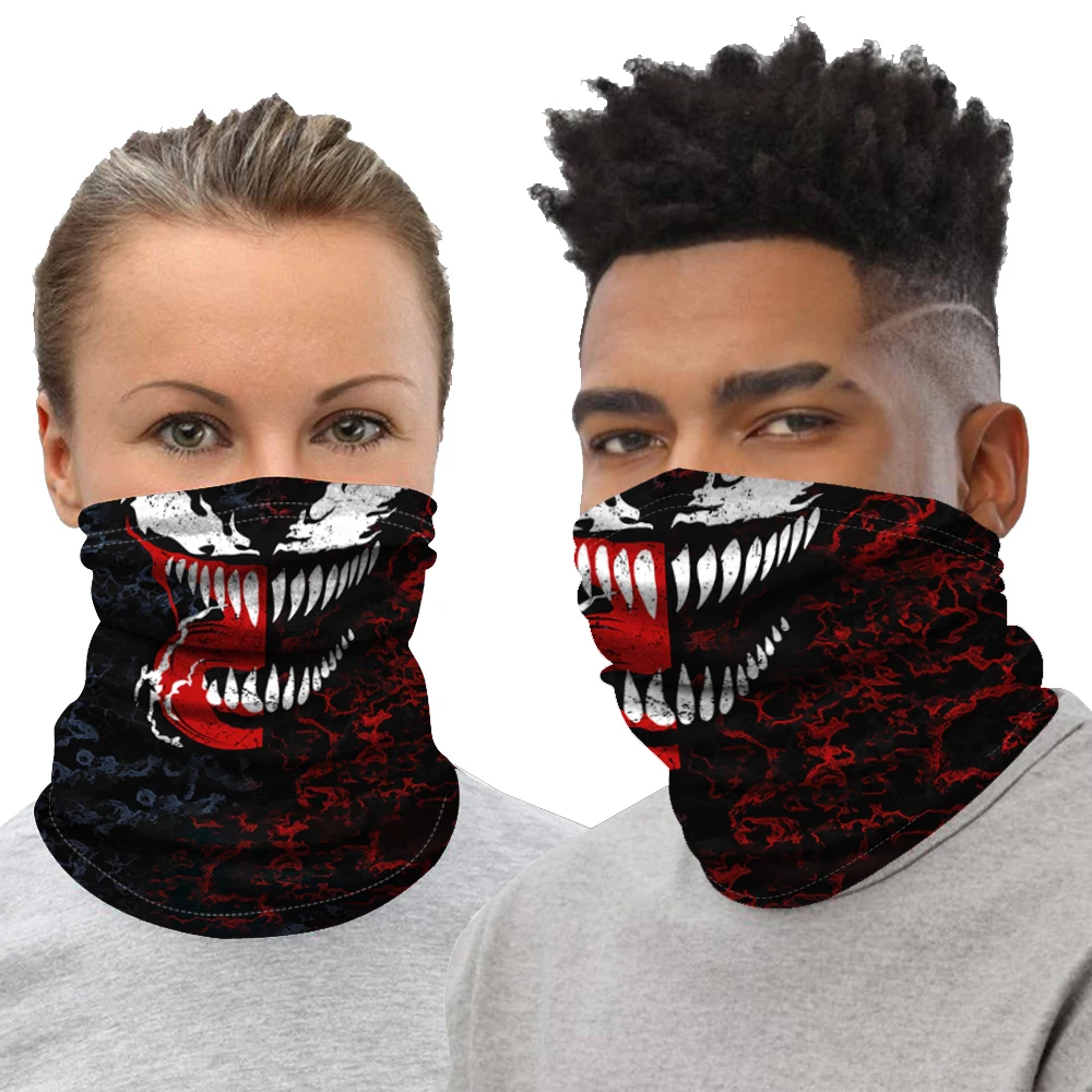 Шелковые тканевые банданы Venom с 3D принтом черепа Сетчатая Маска для лица шарф