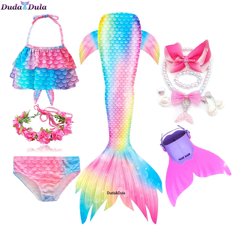 

2021 Arrival Mermaid Tail Swimsuit for Kids Girls Holiday Dress Costume Halloween Dress up Beach Clothes Cosplay Bathing Suit