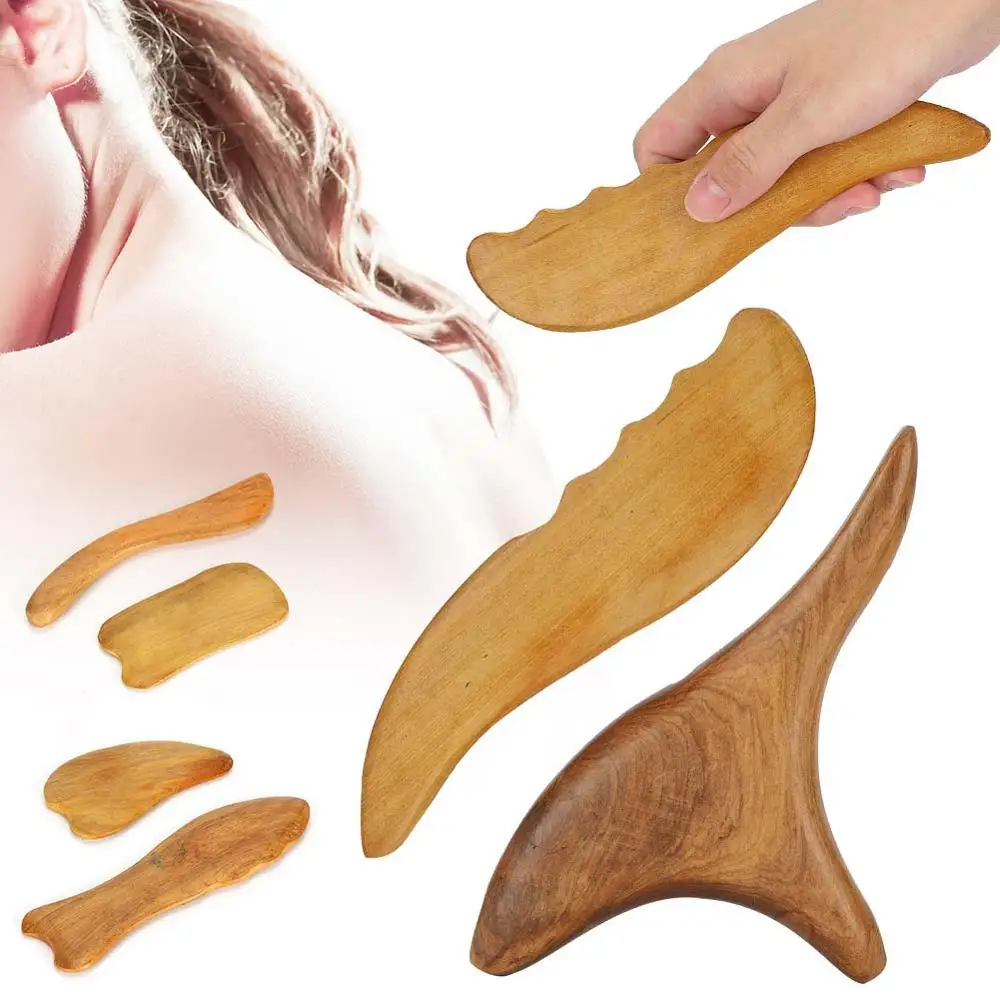 

3 типа сандаловая соскабливающая доска для снятия боли в мышцах акупунктурный массаж Tuina уход за здоровьем натуральный деревянный массажны...