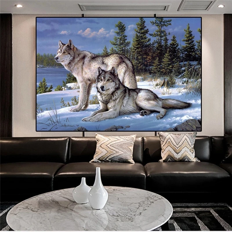

Animal oil painting wolf canvas painting posters and prints family living room wall decoration paintings