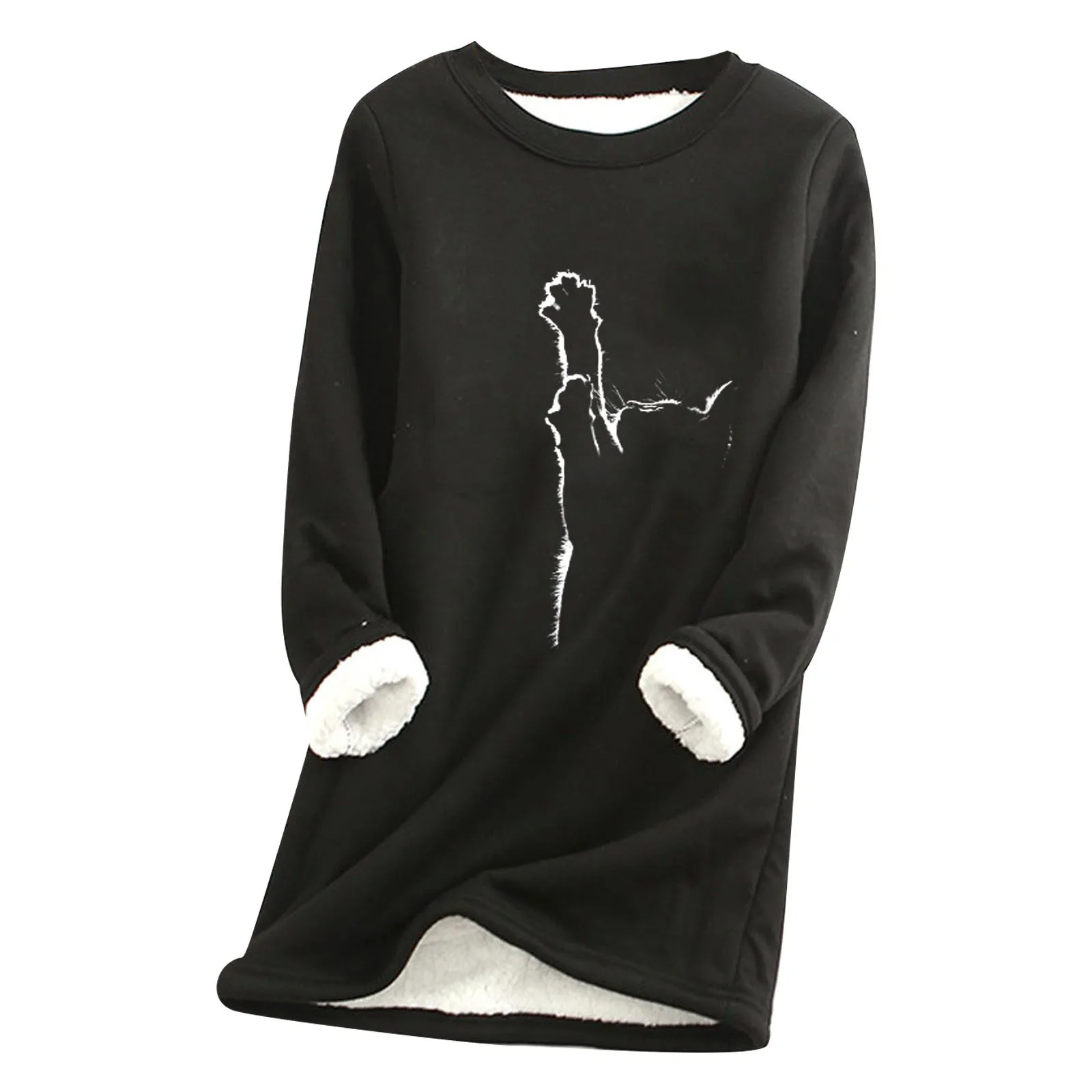 

Женская обувь из плотного флиса спортивный свитер с рисунком и круглым вырезом; Теплый комплект нижнего белья Комплект на Рождество Детска...