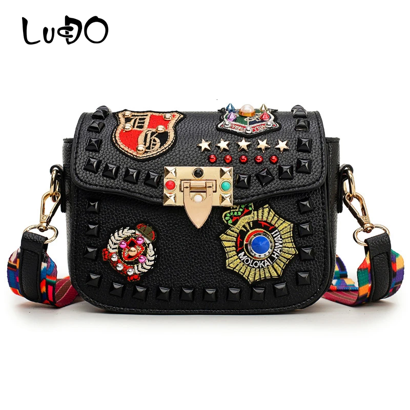 Женские сумки через плечо в стиле ретро с металлической вышивкой и звездами