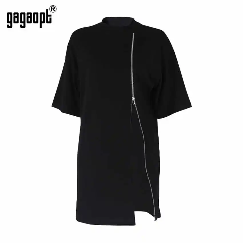 Gagaopt платье с коротким рукавом и круглым вырезом на молнии женское сексуальное