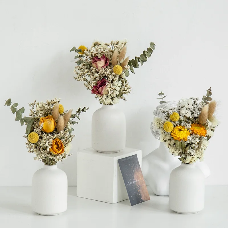 

Modern Home Decor Desktop Dried Flower Vase Ornaments Creativity Nordic Home Dining Table Vases for Decoration Ikebana Vase