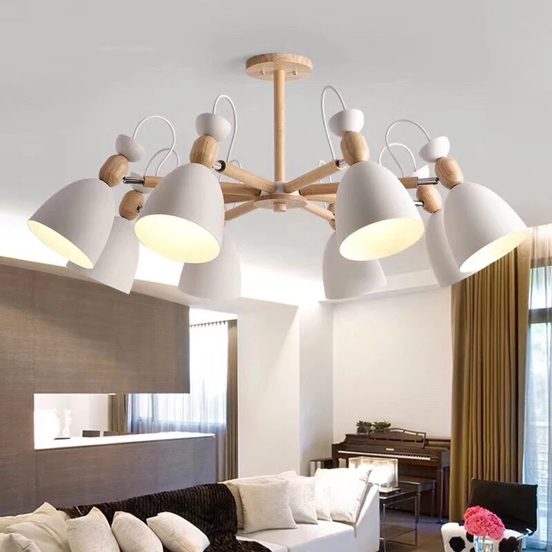 

Modern Simple Solid Wood Chandelier 220V Kitchen Living Room Bedroom Apartment Villa Bedroom Dining Room Vintage Lighting