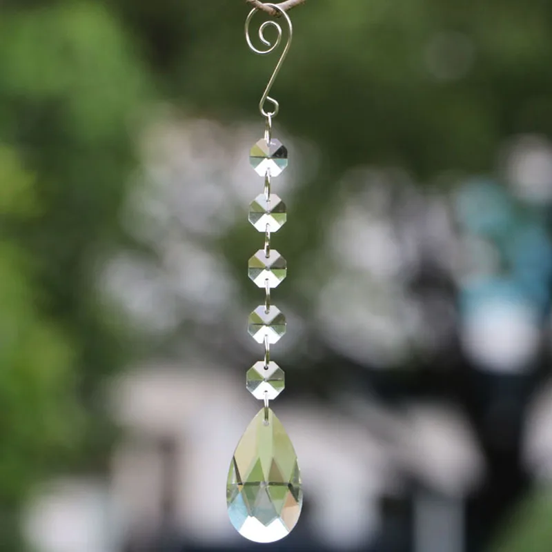 

2pcs/lot Chandelier Glass Crystals Lamp Prisms Parts Hanging Drops Pendants with Octagon Beads