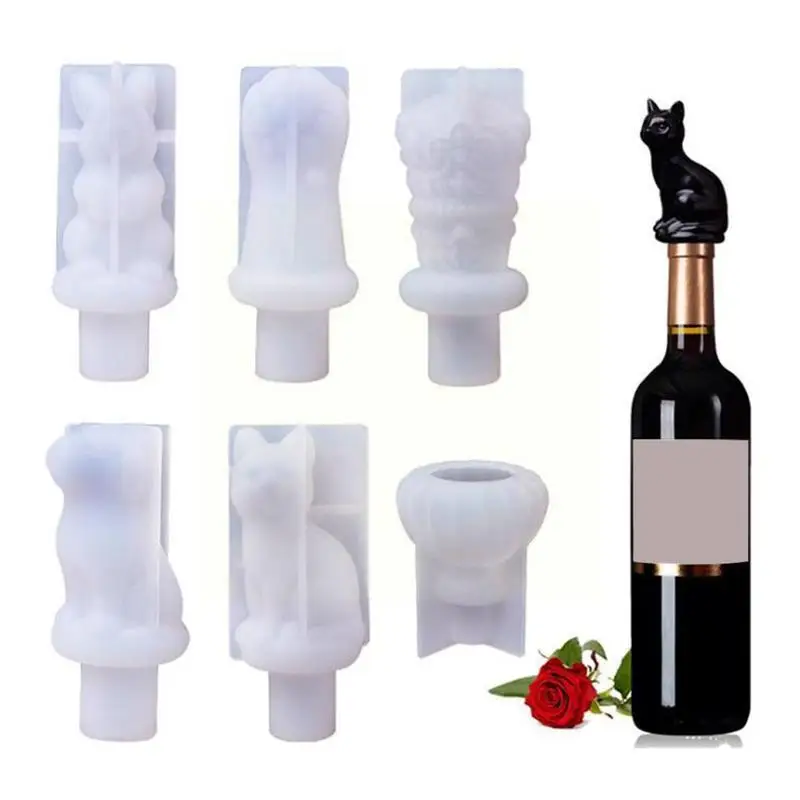

Crown Rabbit Dog Shape Wine Bottle Stopper Bottle Diy Stopper Resin Mold Silicone Decoration Mold Epoxy C8s1