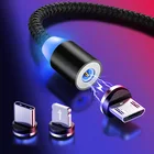 Магнитный кабель USB Type-C, Micro USB, для iPhone, Samsung, Xiaomi, 6, 5, 1 м, в нейлоновой оплетке