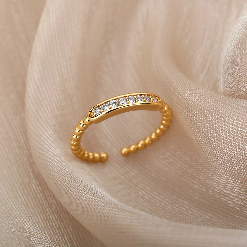 

Multi-row Open Round Zircon Rings For Women Gold Adjustable Heart Square Finger Ring Aesthetic Wedding Jewelry Accessories 2021
