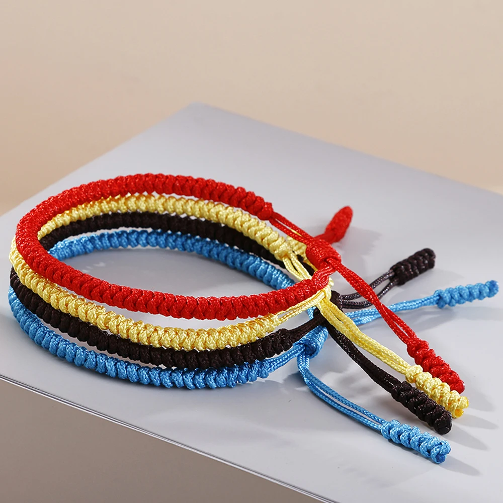 16 стилей сплошной цвет ручной работы тканый браслет из нейлоновой веревки для