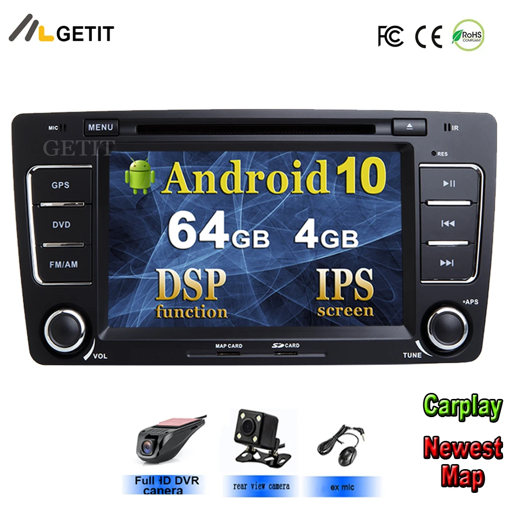 DSP Android 10 автомобильный DVD мультимедийный плеер для Skoda Octavia 2009-2013 A 5 WiFi BT стерео