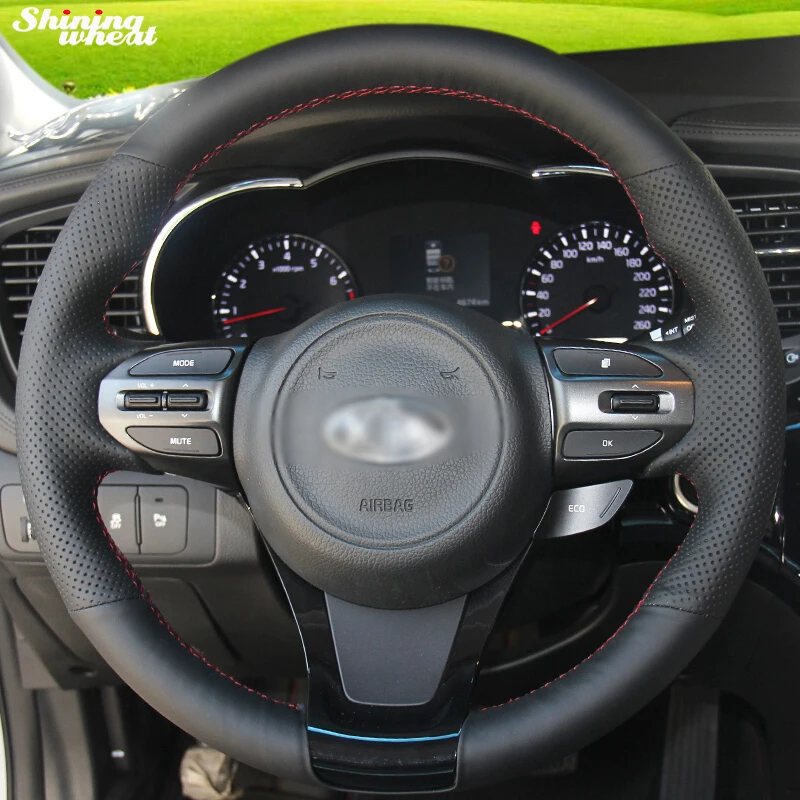 

Hand-stitched Black Leather Car Steering Wheel Cover for Kia Sorento 2015