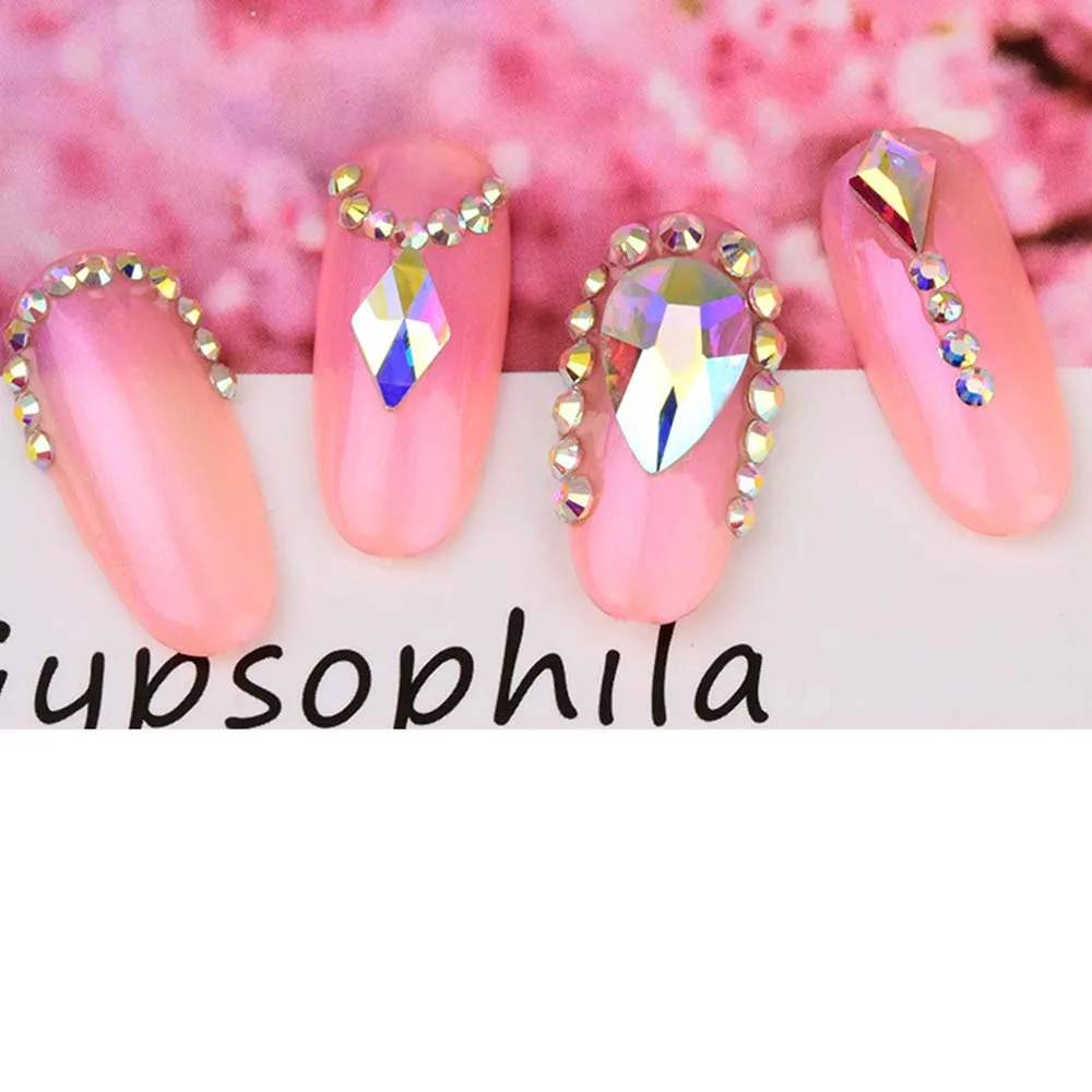 1 смешанная коробка 3D украшения для ногтей черные белые бриллианты блеск Декор