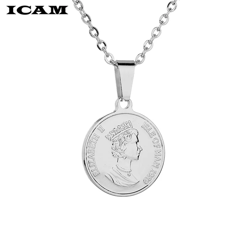 Женское Ожерелье-чокер ICAM из нержавеющей стали с монетами фунт Елизавета II
